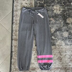 Anthropologie Sundry Size 1 Gray Houndstooth Joggers with Pink Stripe